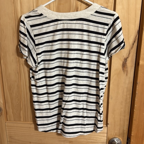 89th +MADISON Striped V-Neck Buttoned Women's Top - Picture 3 of 4